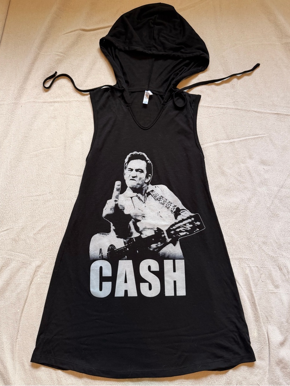 Johnny Cash - Black Hooded Tank Dress - Small